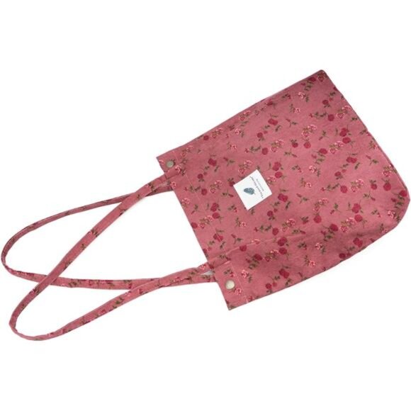 Cute Corduroy Tote Bag Canvas Shoulder Handbag for Women Travel Shopping Work - Picture 3 of 7